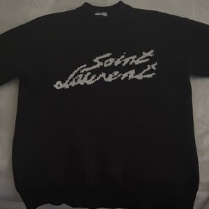 Saint Laurent Black and White Crewneck Sweater